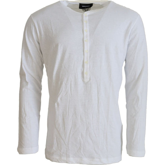 Dsquared² White Cotton Linen Long Sleeves Pullover Sweater Dsquared²