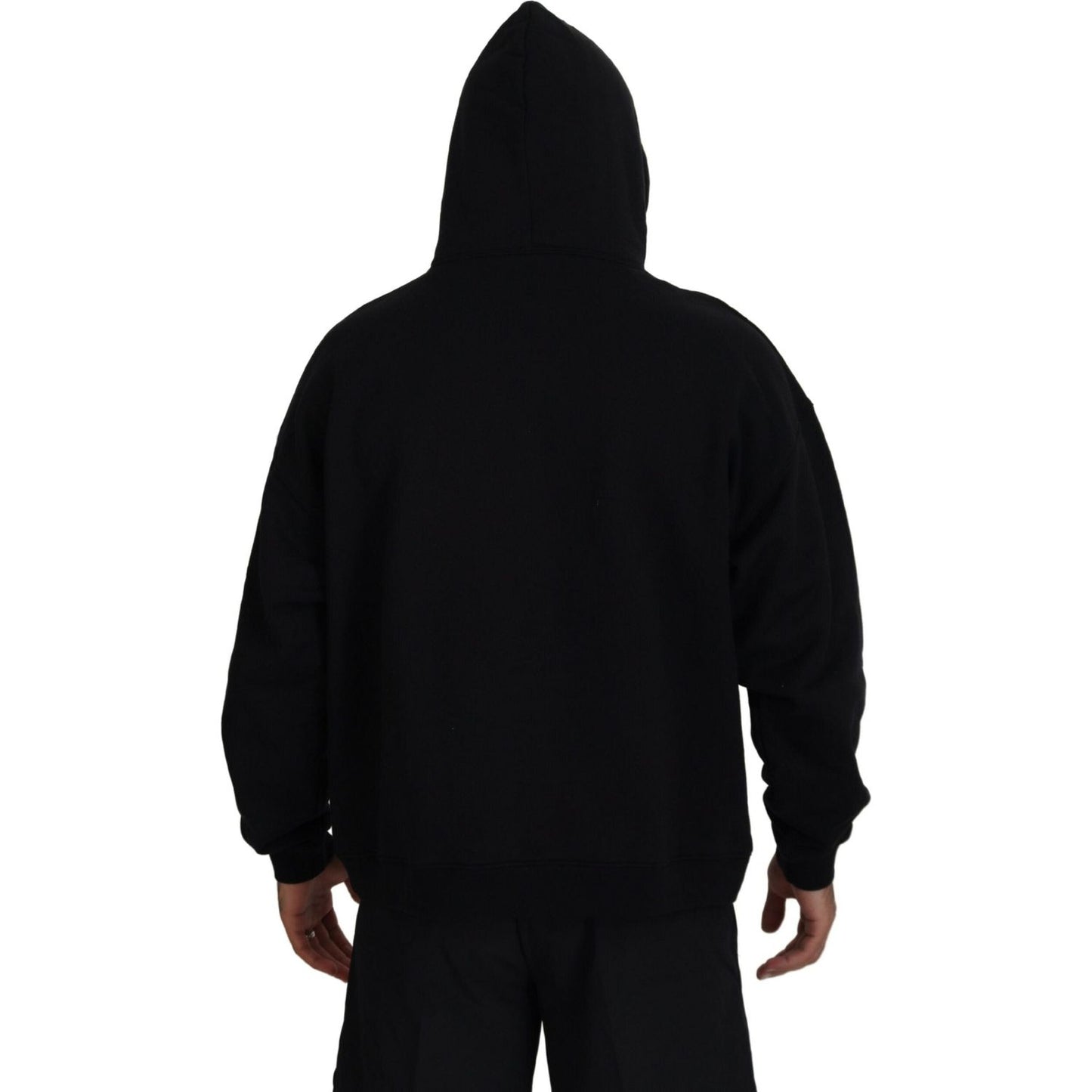 Dsquared² Black Cotton Hooded Printed Men Pullover Sweater