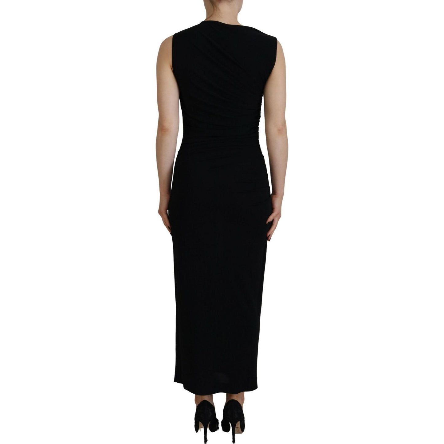 Dsquared² Black Viscose Sleeveless Ruched Maxi Dress Dsquared²