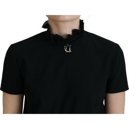 Dsquared² Black Polyester Short Sleeves Sheath Mini Dress