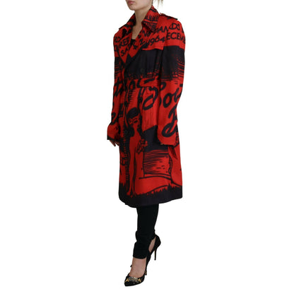 Dsquared² Red Printed Button Collared Desigual Coat Jacket