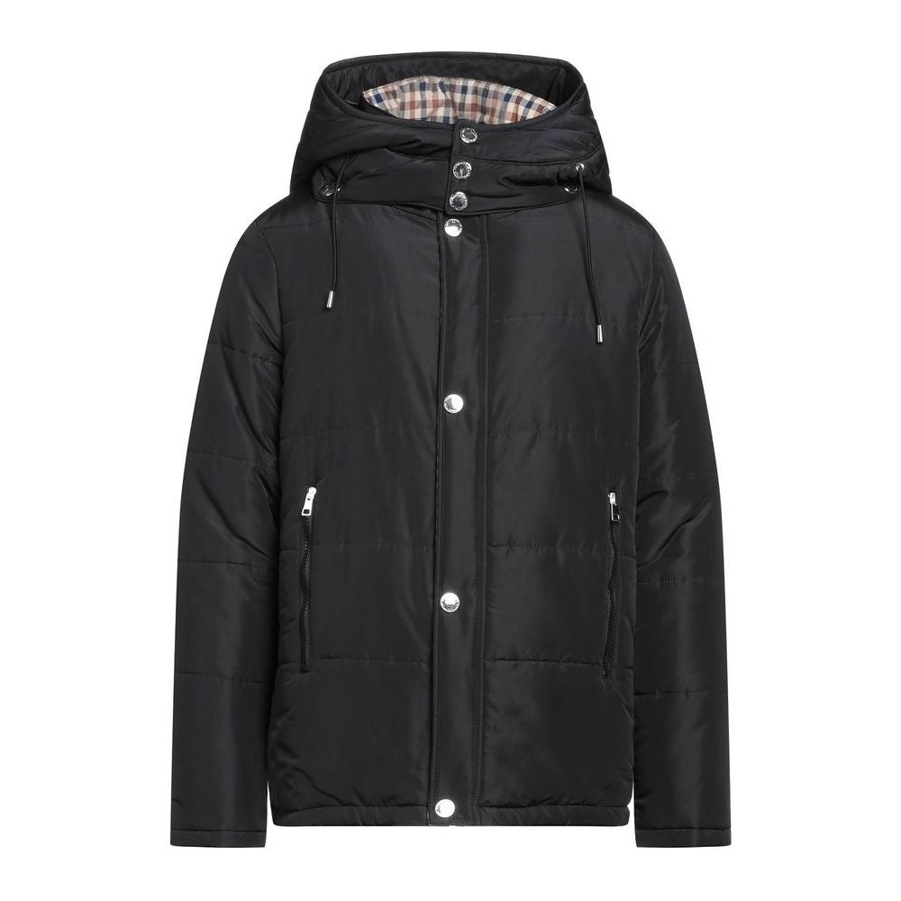 Aquascutum Elegant Black Jacket with Removable Hood MAN COATS & JACKETS Aquascutum