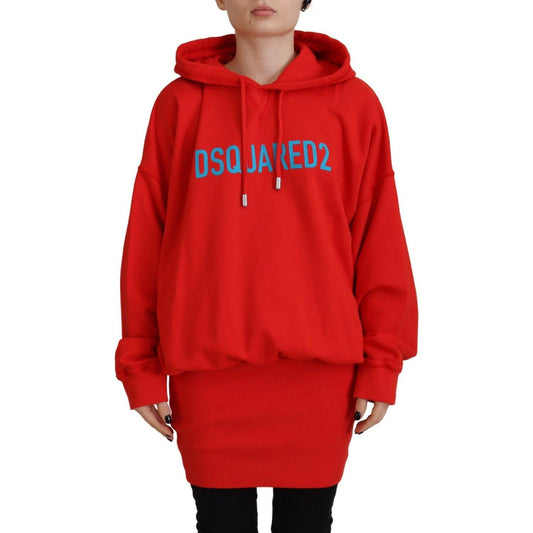 Red Logo Print Cotton Hoodie Sweatshirt Sweater