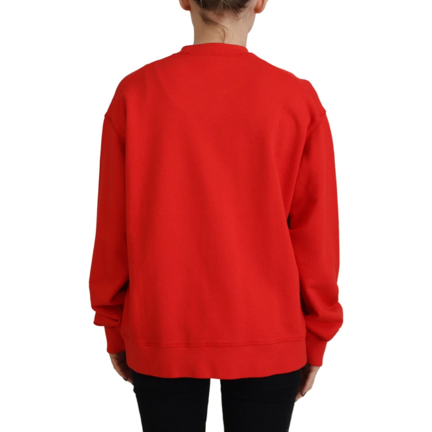 Dsquared² Red Cotton Printed Crew Neck Long Sleeve Sweater Dsquared²