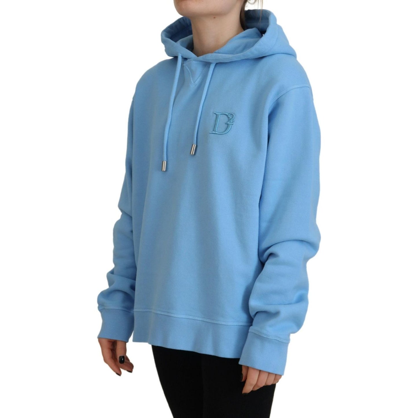 Dsquared² Light Blue Logo Hooded Women Long Sleeve Sweater Dsquared²