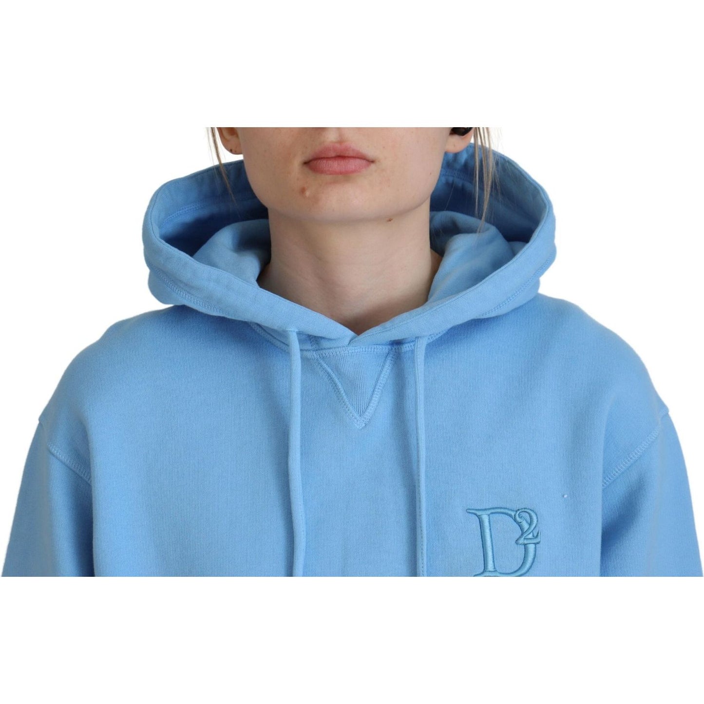 Dsquared² Light Blue Logo Hooded Women Long Sleeve Sweater Dsquared²