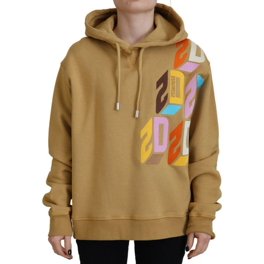 Brown Logo Printed Hooded Long Sleeve Sweater