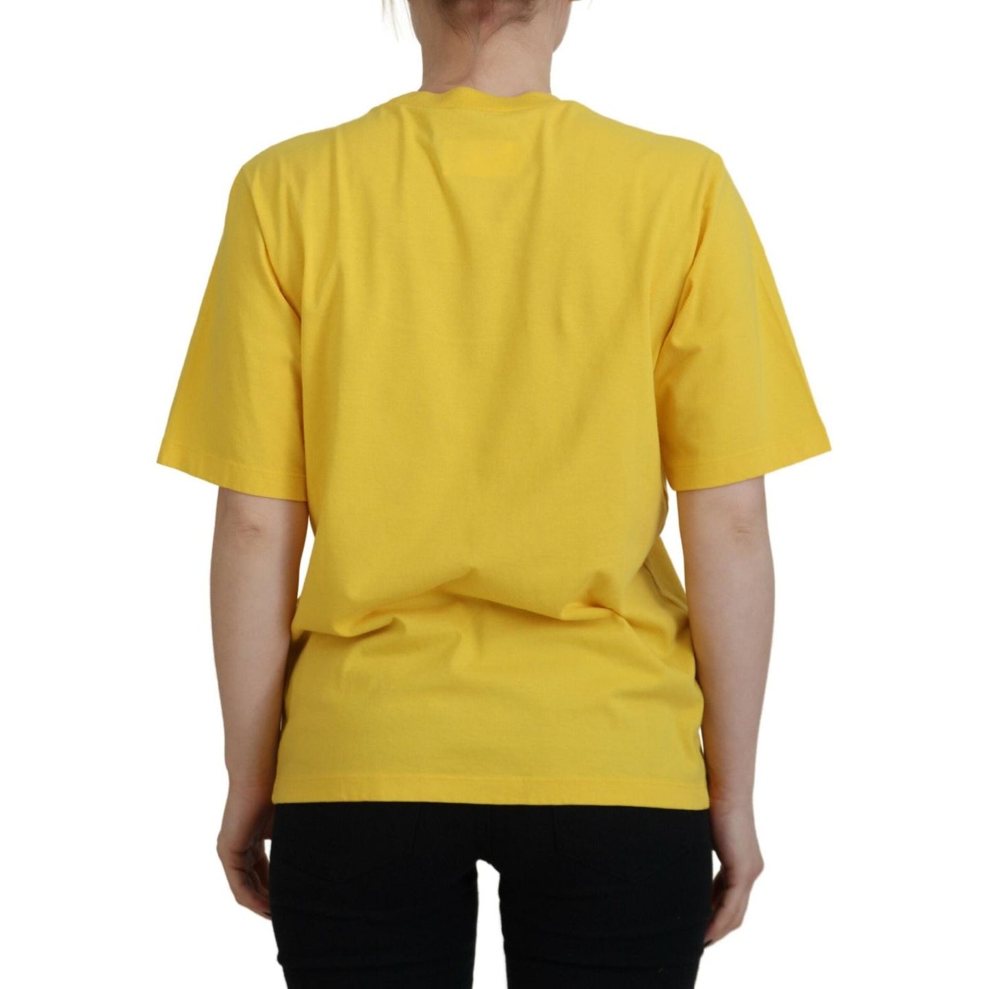 Dsquared² Yellow Logo Print Cotton Crewneck Easy Tee T-shirt Dsquared²