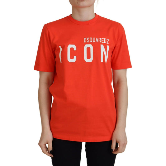 Orange Cotton Shiny Icon East Tee Crewneck T-shirt