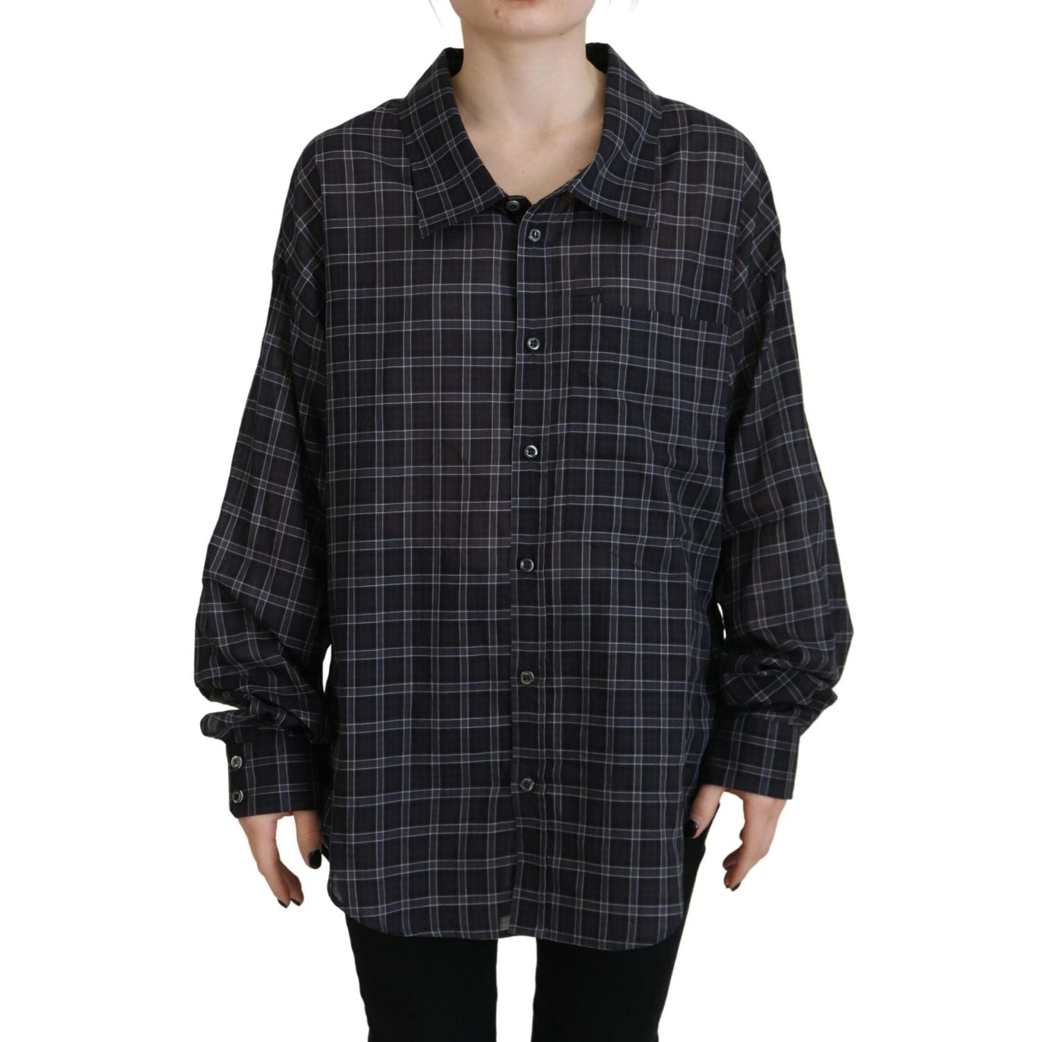 Dsquared² Black Checkered Collared Button Long Sleeves Shirt