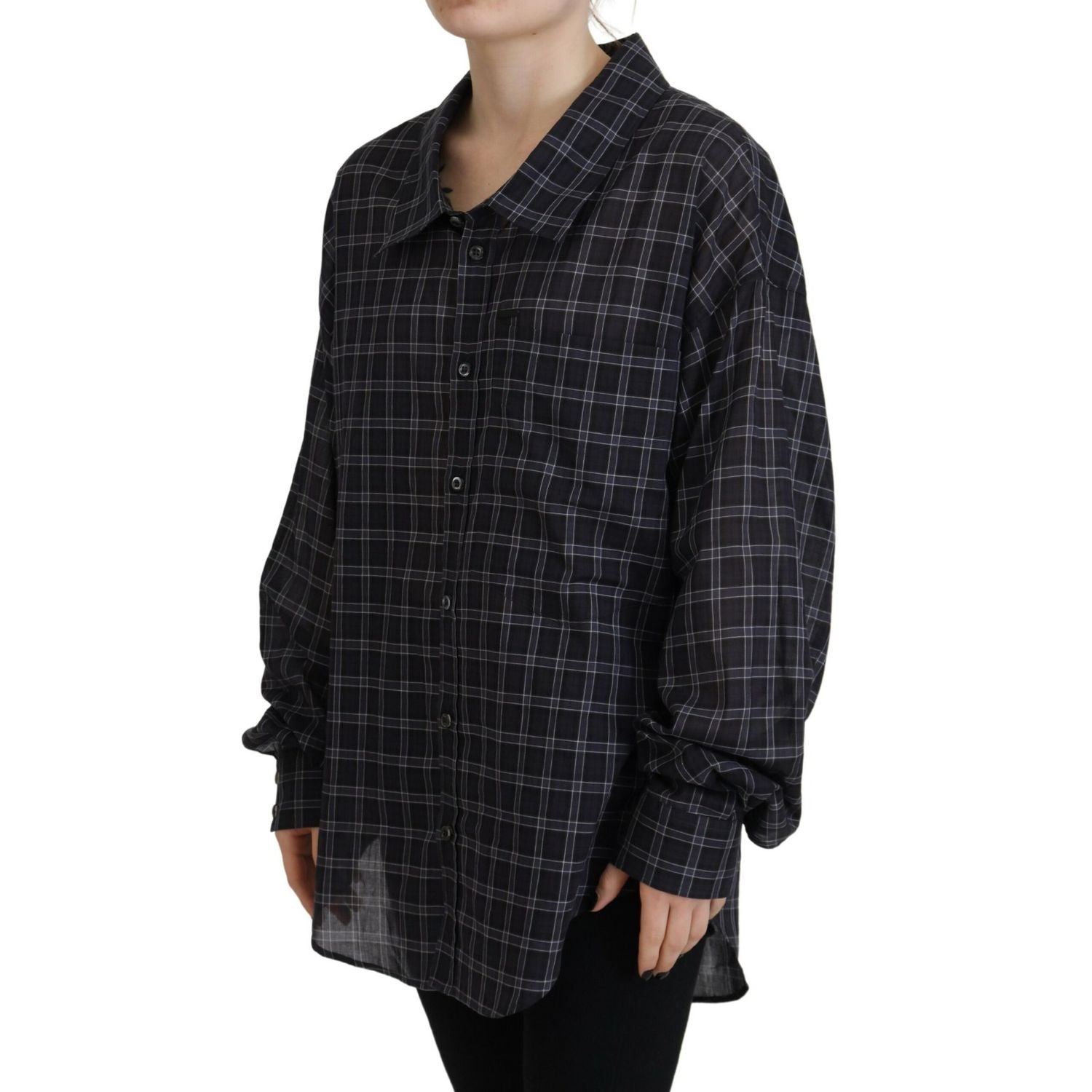 Dsquared² Black Checkered Collared Button Long Sleeves Shirt