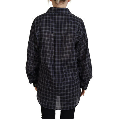 Dsquared² Black Checkered Collared Button Long Sleeves Shirt