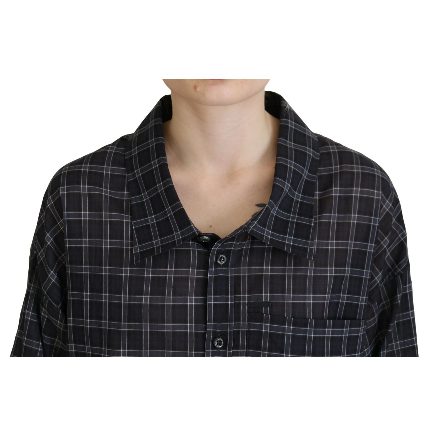 Dsquared² Black Checkered Collared Button Long Sleeves Shirt