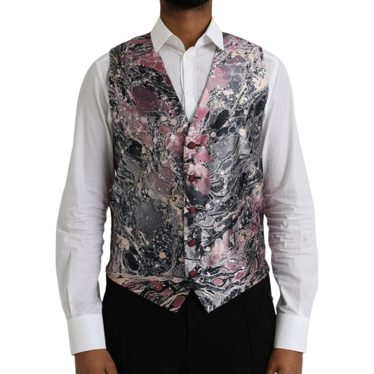 Dolce & Gabbana Multicolor Galaxy Silk Waistcoat Formal Vest Dolce & Gabbana