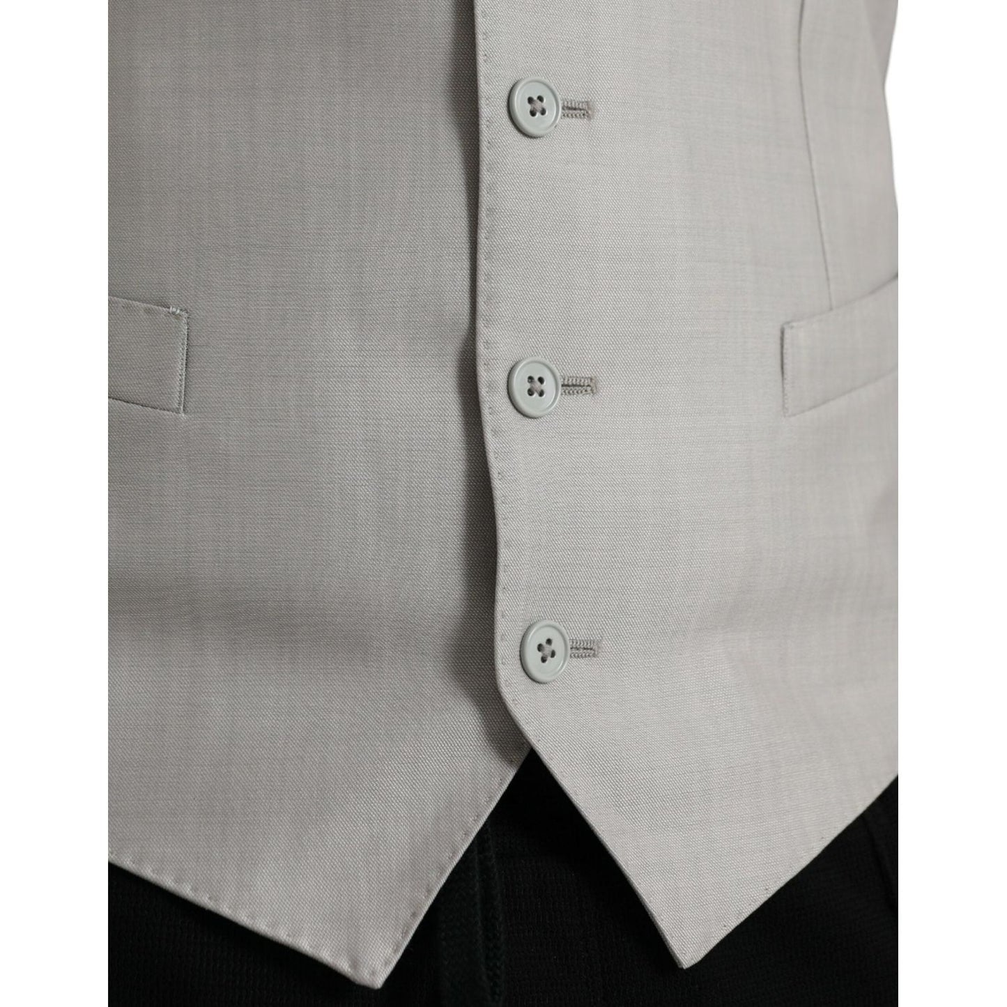 Dolce & Gabbana Light Gray Wool Formal Dress Waistcoat Vest Dolce & Gabbana