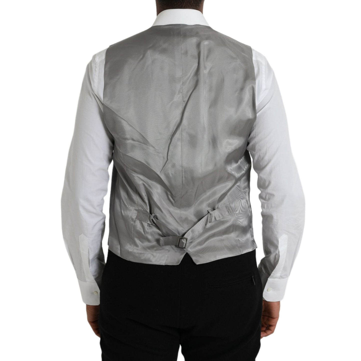 Dolce & Gabbana Light Gray Wool Formal Dress Waistcoat Vest
