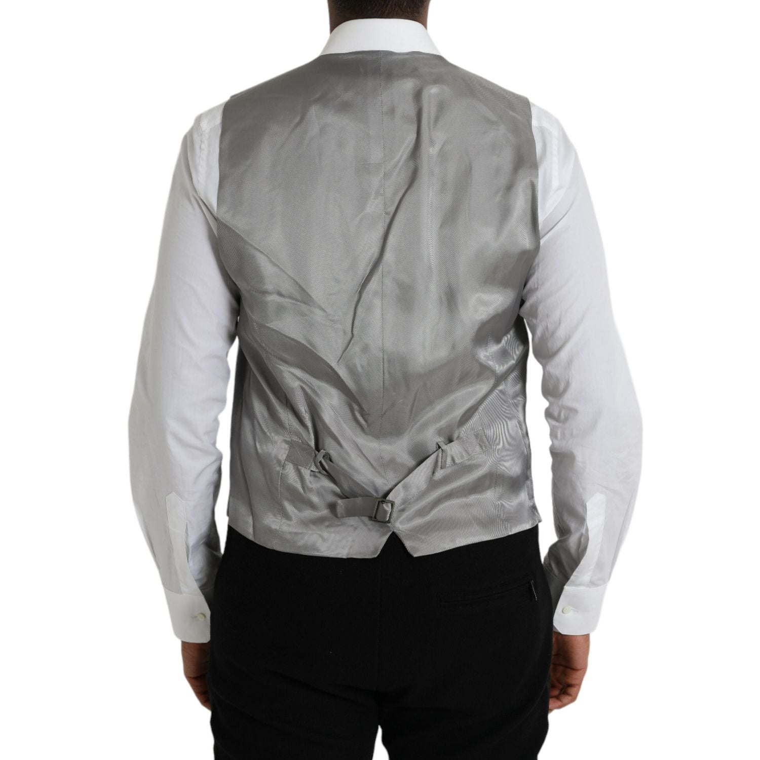 Dolce & Gabbana Light Gray Wool Formal Dress Waistcoat Vest