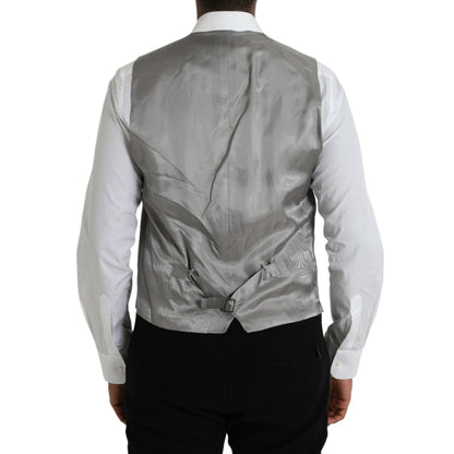 Dolce & Gabbana Light Gray Wool Formal Dress Waistcoat Vest