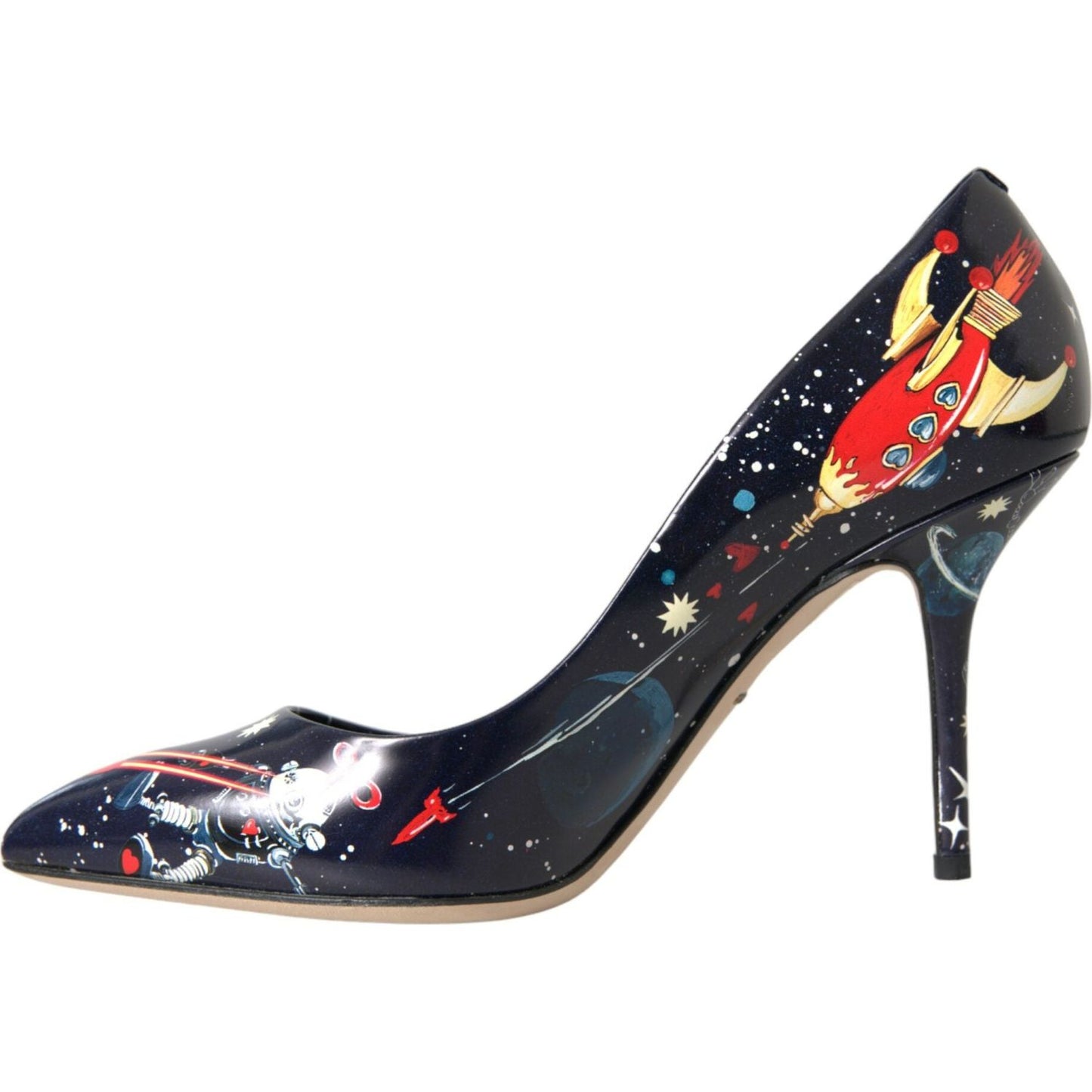 Dolce & Gabbana Blue Space Robot Leather Heels Pumps Shoes Dolce & Gabbana