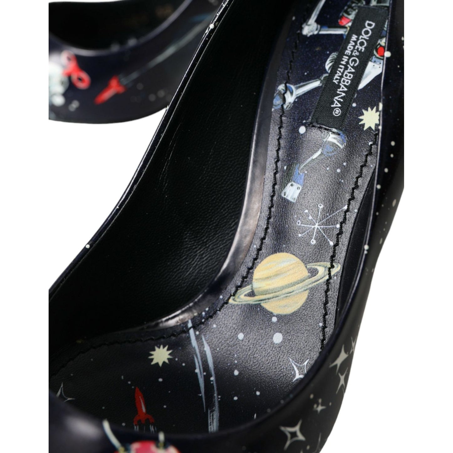 Dolce & Gabbana Blue Space Robot Leather Heels Pumps Shoes Dolce & Gabbana