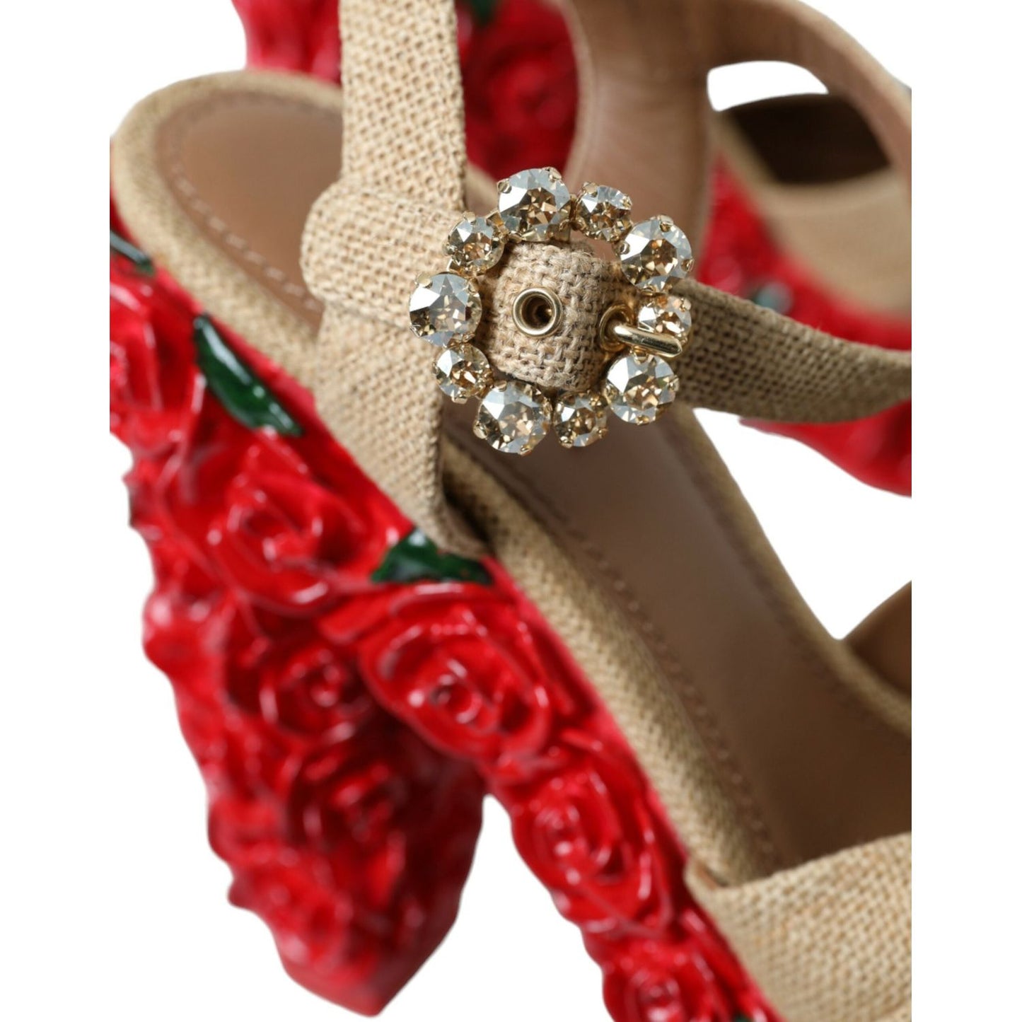 Dolce & Gabbana Red Roses Crystal Platform Sandals Shoes Dolce & Gabbana