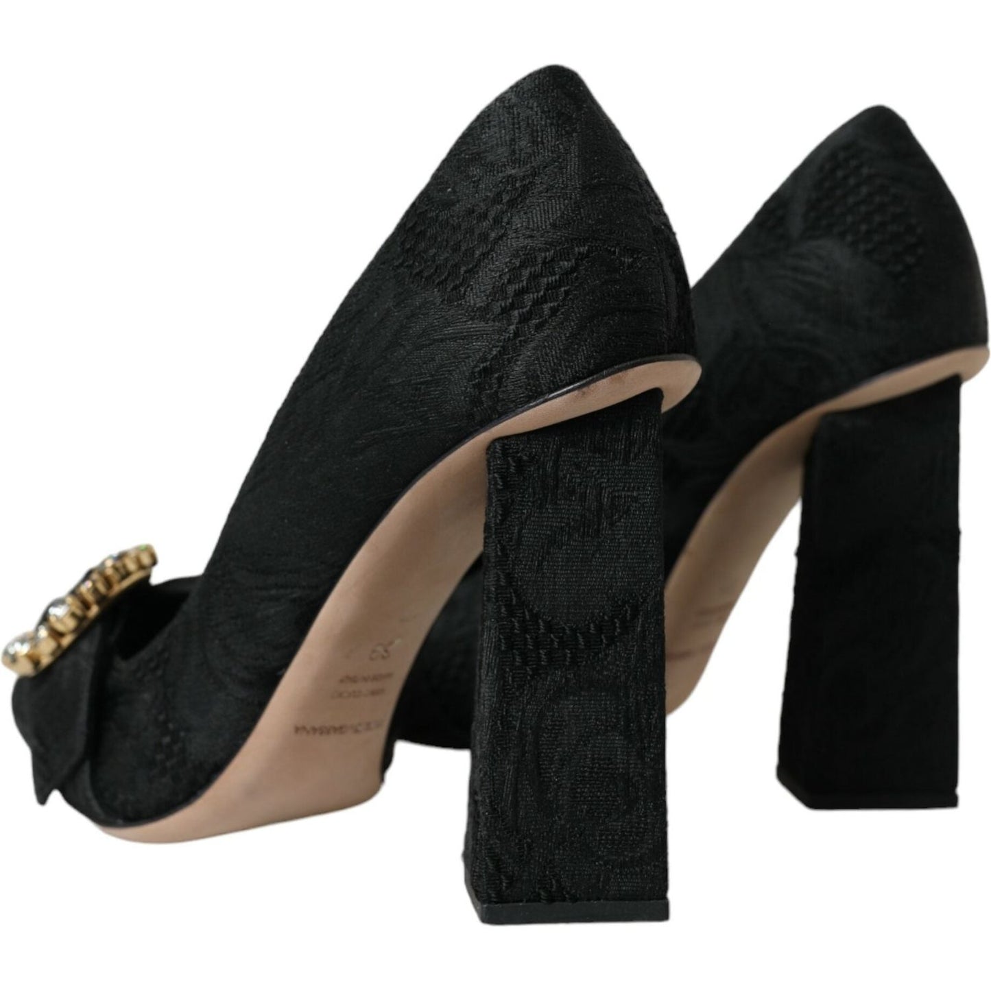 Dolce & Gabbana Black Brocade Crystals Heels Pumps Shoes Dolce & Gabbana