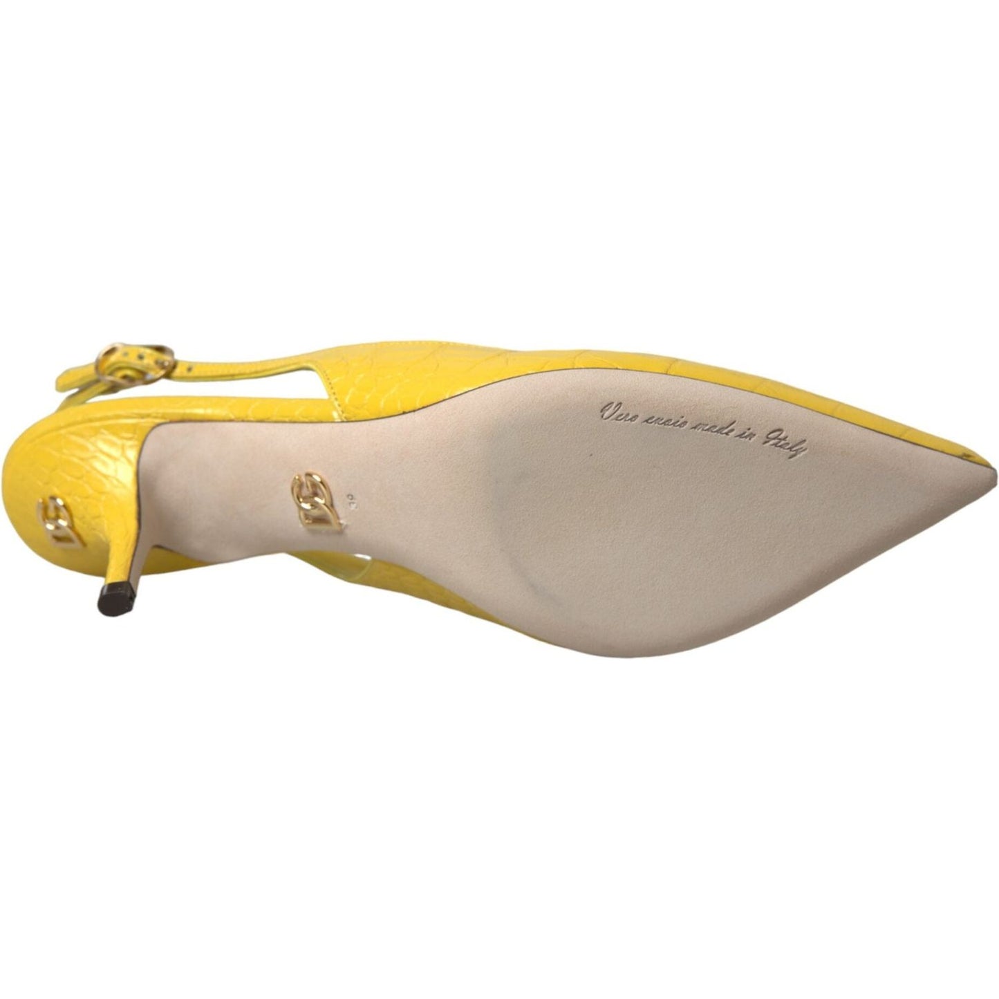 Dolce & Gabbana Yellow Leather Slingbacks Heels Shoes Dolce & Gabbana