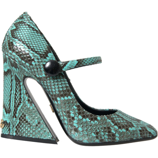 Dolce & Gabbana Aqua Python Leather Mary Jane Pumps Shoes Dolce & Gabbana