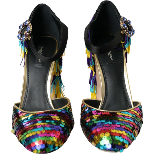 Dolce & Gabbana Multicolor Sequin Crystal Mary Jane Shoes Dolce & Gabbana