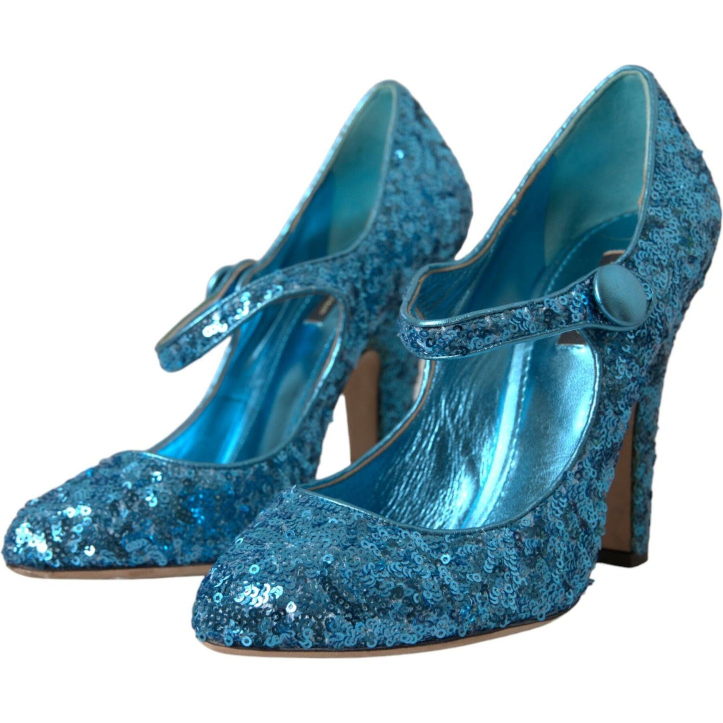 Dolce & Gabbana Blue Sequin Mary Jane Pumps High Heels Shoes Dolce & Gabbana