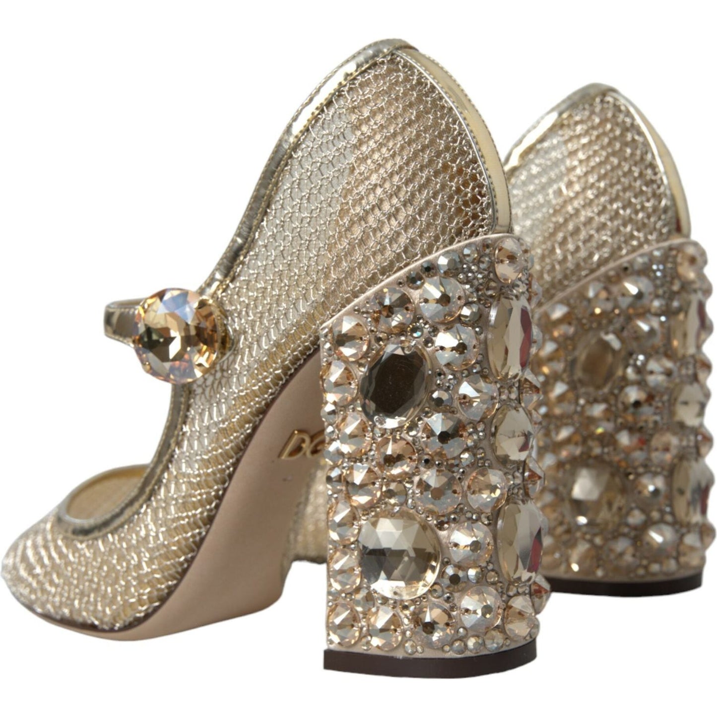 Dolce & Gabbana Gold Mesh Crystal Mary Jane Pumps Heels Shoes Dolce & Gabbana