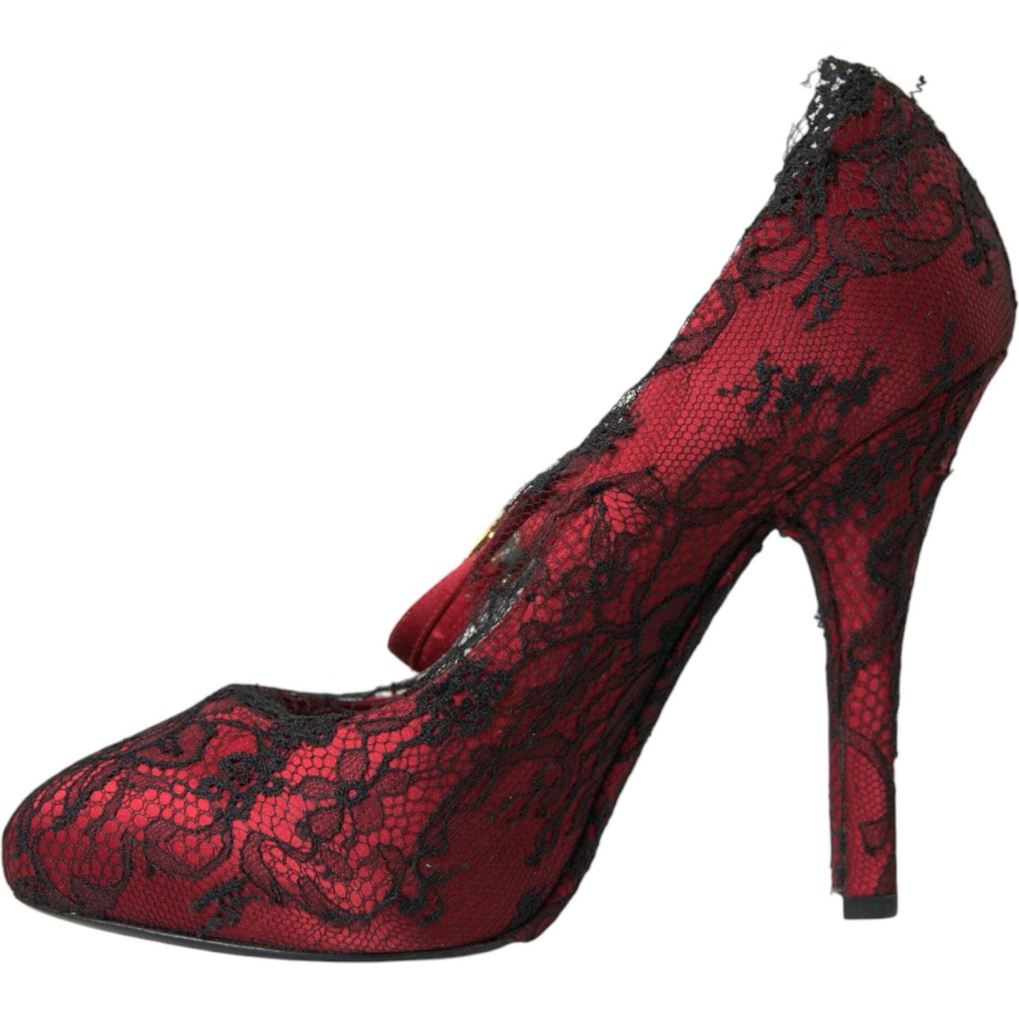 Dolce & Gabbana Red Black Floral Lace Mary Jane Pumps Shoes Dolce & Gabbana