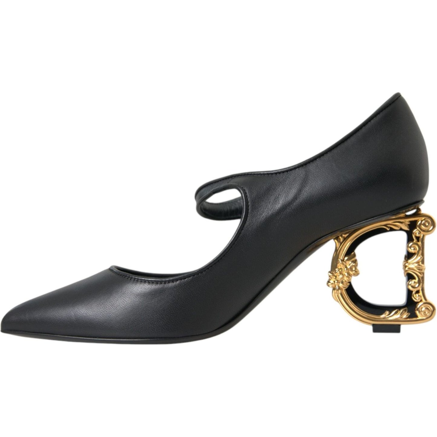 Dolce & Gabbana Black Leather Logo Heels Mary Janes Pumps Shoes Dolce & Gabbana