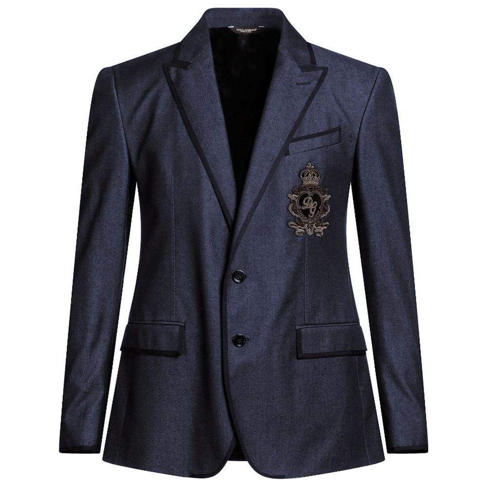 Dolce & Gabbana Blue Cotton Blazer Dolce & Gabbana