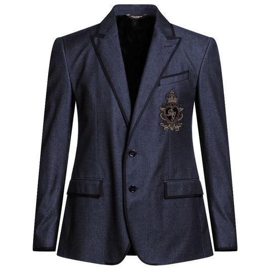 Dolce & Gabbana Blue Cotton Blazer Dolce & Gabbana