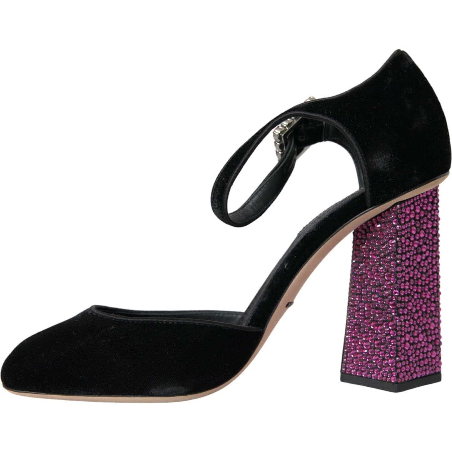 Dolce & Gabbana Black Velvet Strass Crystal Mary Janes Shoes Dolce & Gabbana