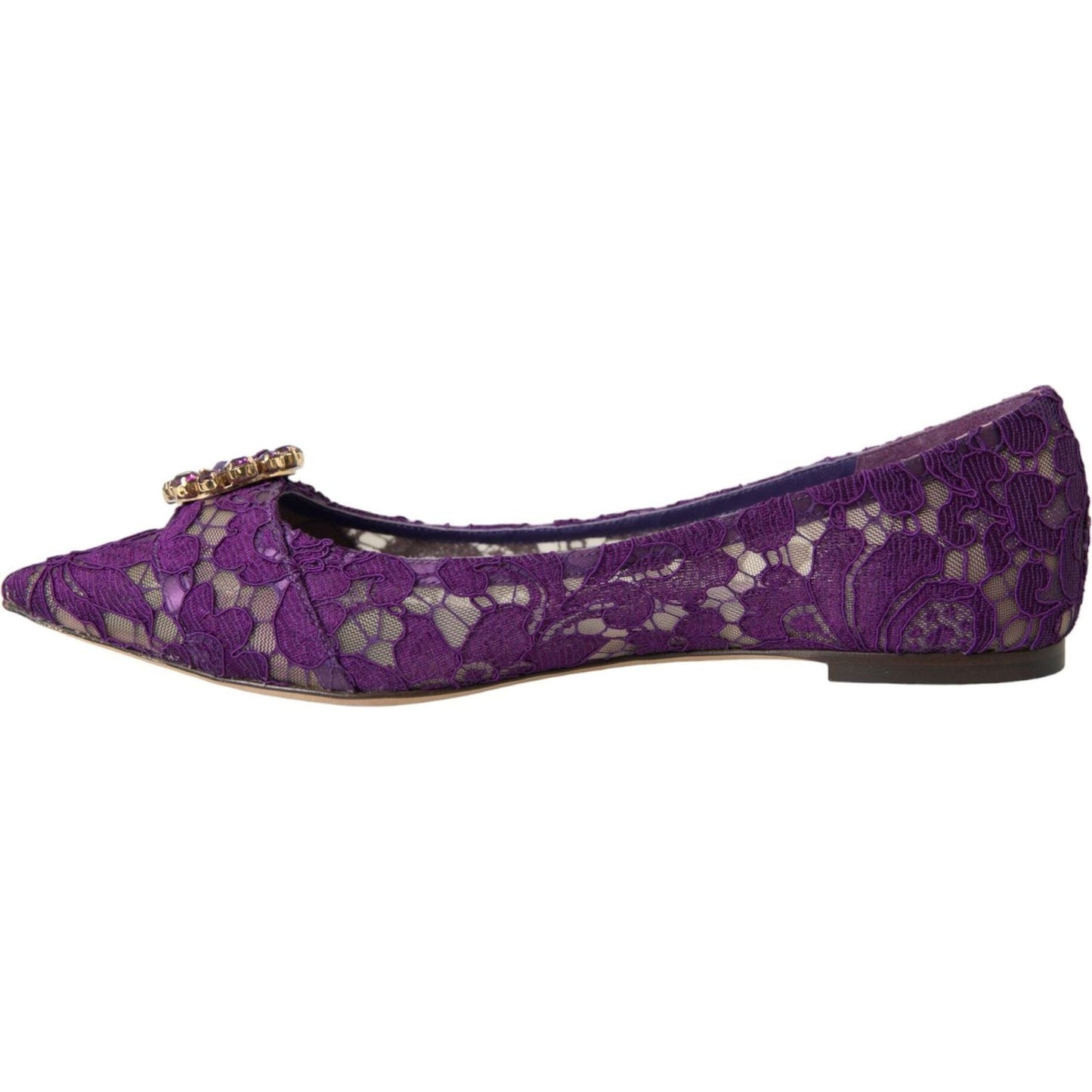 Dolce & Gabbana Purple Taormina Lace Crystal Loafers Shoes Dolce & Gabbana