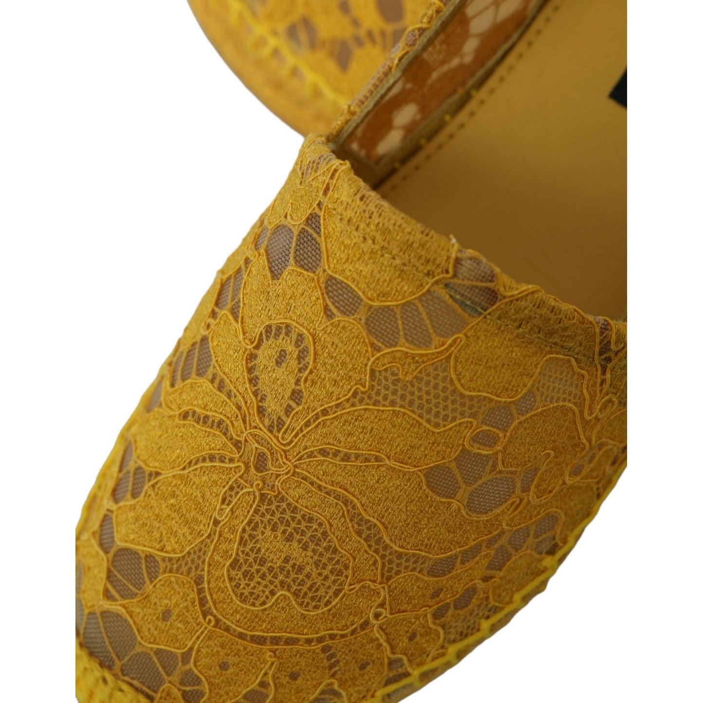 Dolce & Gabbana Yellow Taormina Lace Espadrille Loafers Flats Shoes Dolce & Gabbana