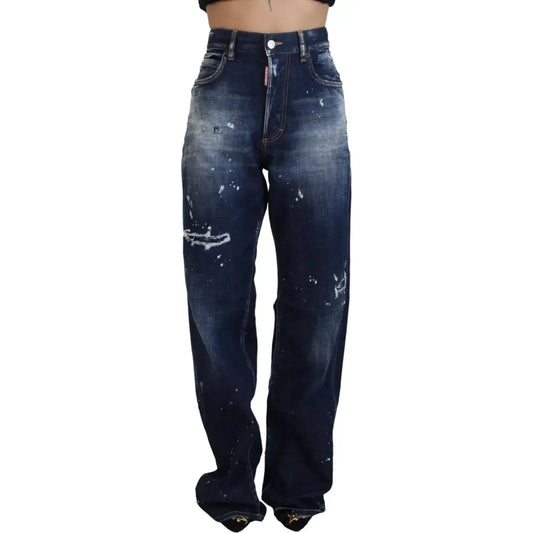 Dsquared² Blue High Waist Tattered Denim Jeans San Diego Dsquared²