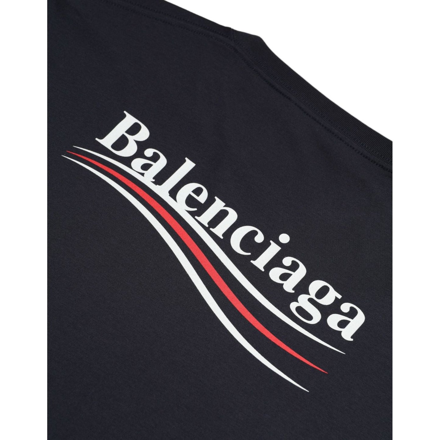 Balenciaga Dark Blue Cotton Logo Crew Neck Short Sleeves T-shirt Balenciaga