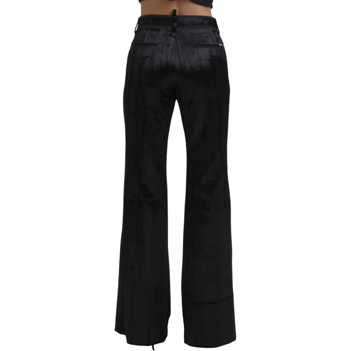 Dsquared² Black Viscose Super Flare High Waist Pants Dsquared²