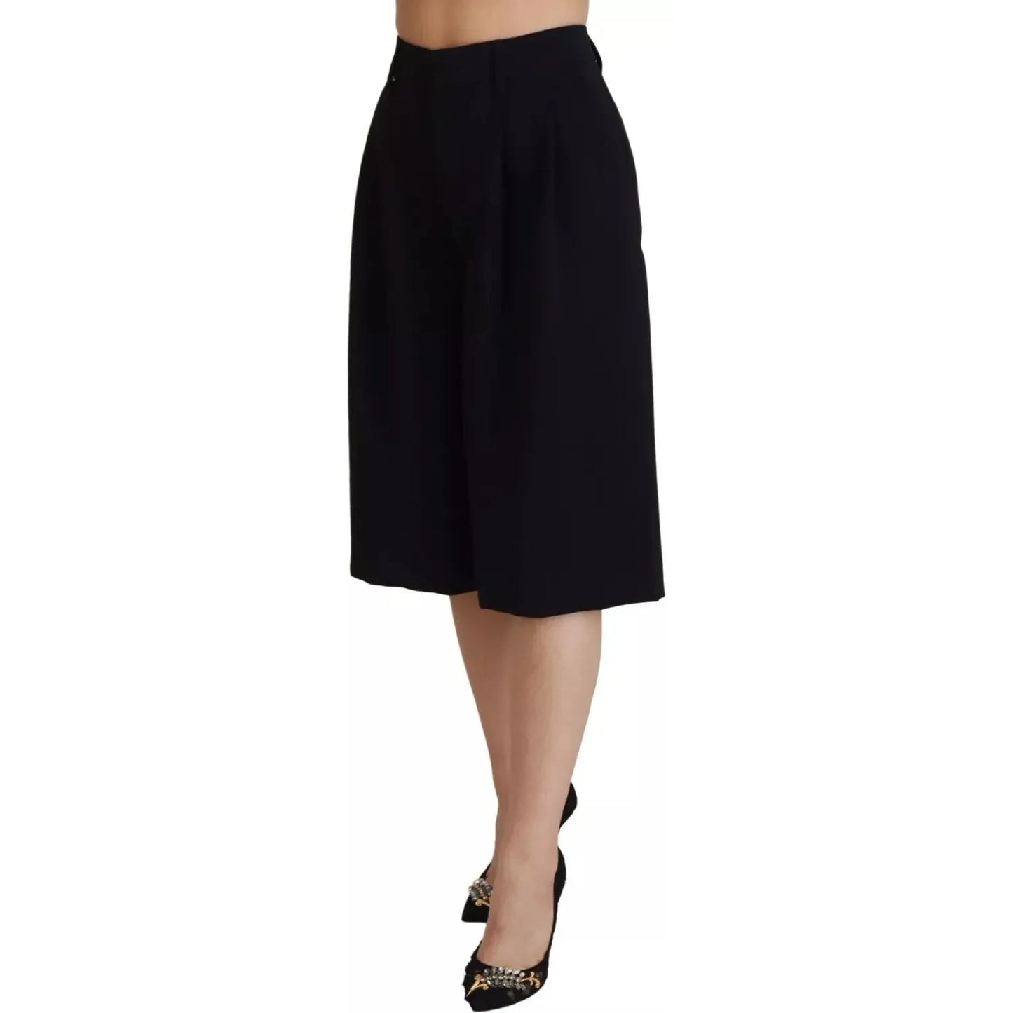 Dsquared² Black High Waist Wide Leg Cropped Trouser Pants Dsquared²