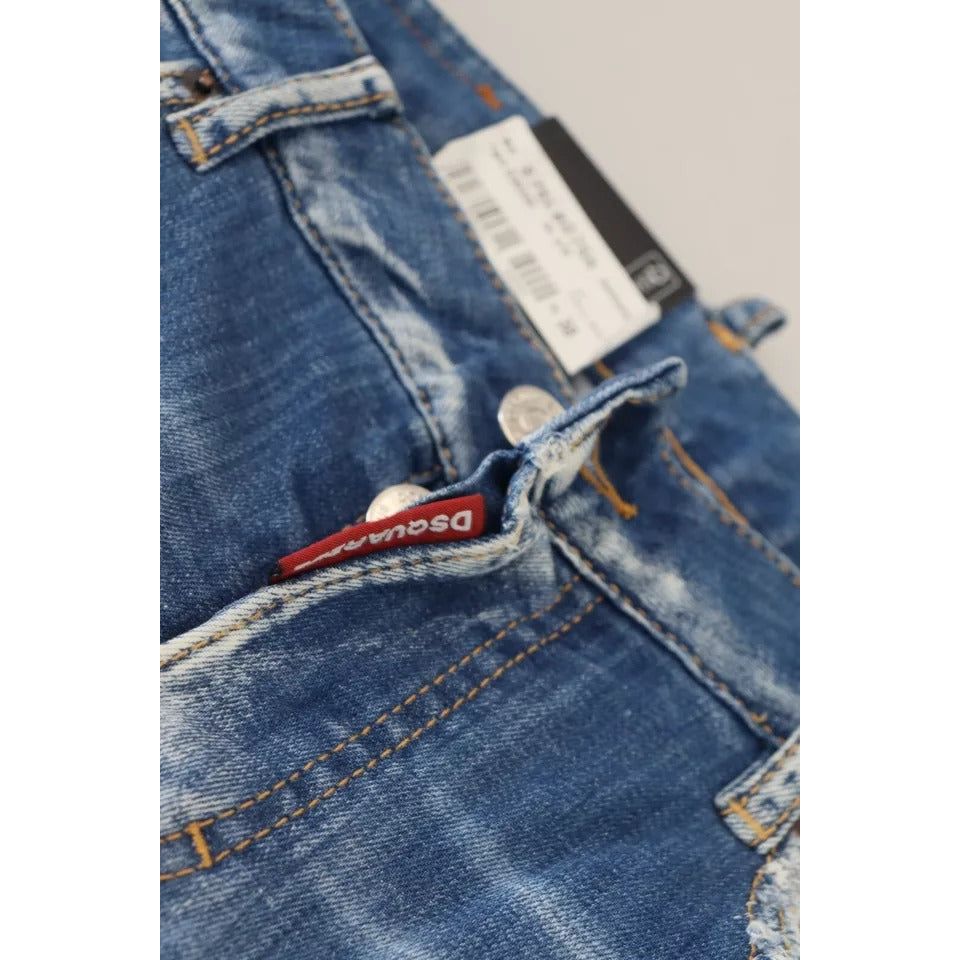 Dsquared² Blue Cotton Low Waist Cropped Cool Girl Denim Jeans Dsquared²