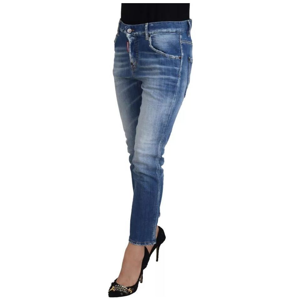 Dsquared² Blue Cotton Low Waist Cropped Cool Girl Denim Jeans Dsquared²