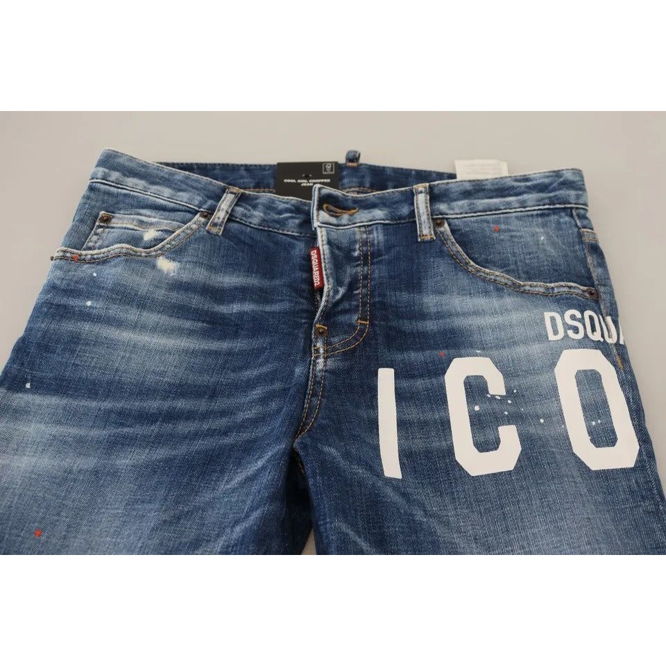 Dsquared² Blue Icon Low Waist Cropped Cool Girl Denim Jeans Dsquared²