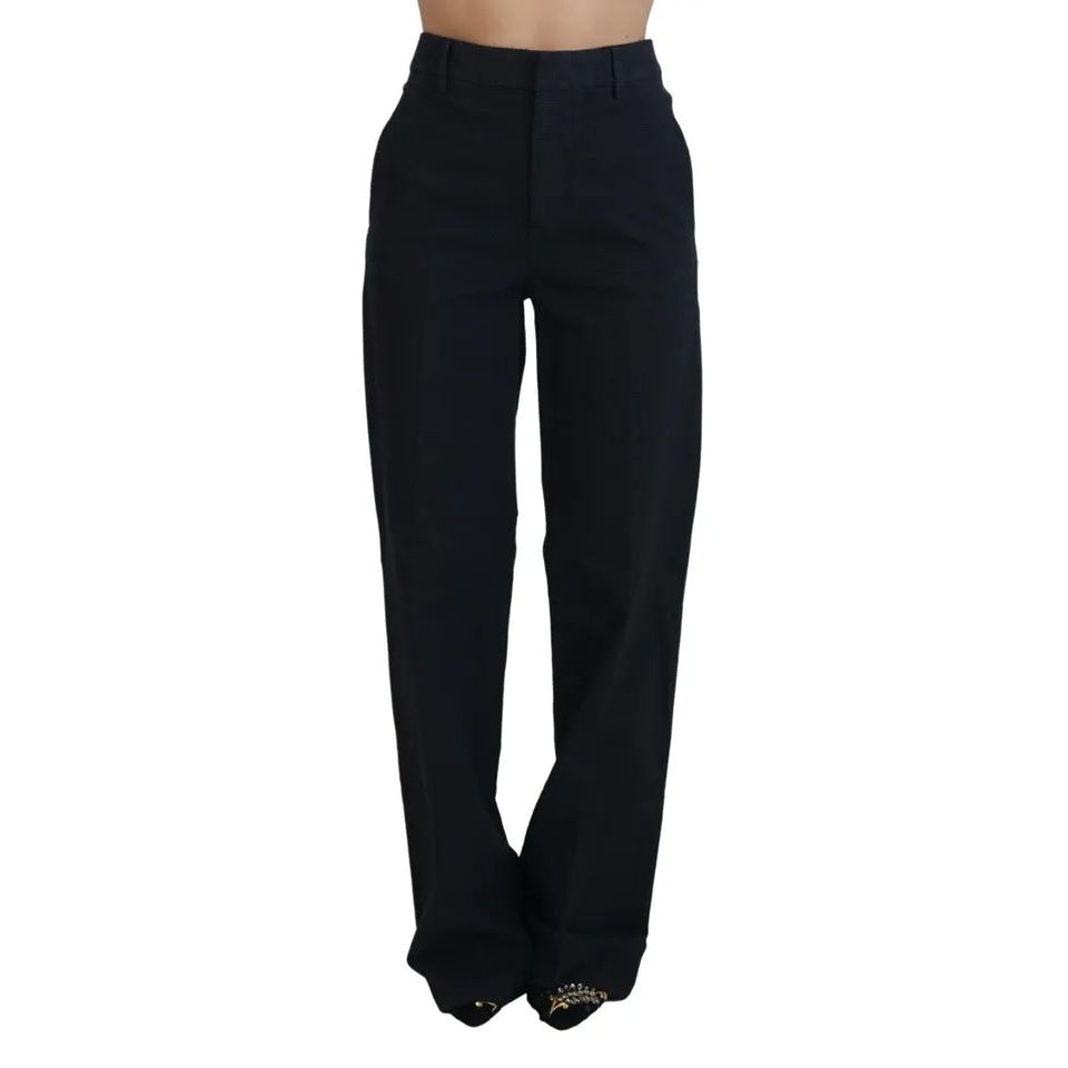 Dsquared² Black Checkered High Waist Straight Pants