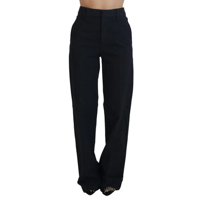 Dsquared² Black Checkered High Waist Straight Pants