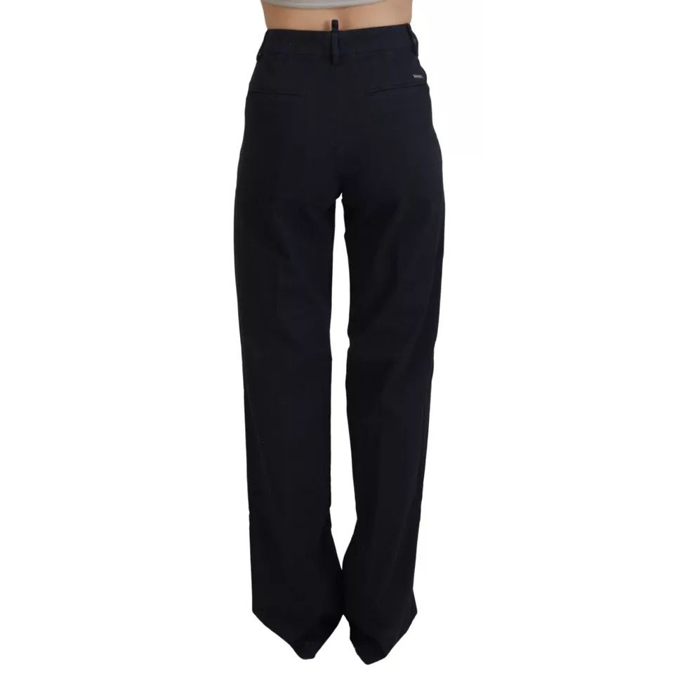 Dsquared² Black Checkered High Waist Straight Pants