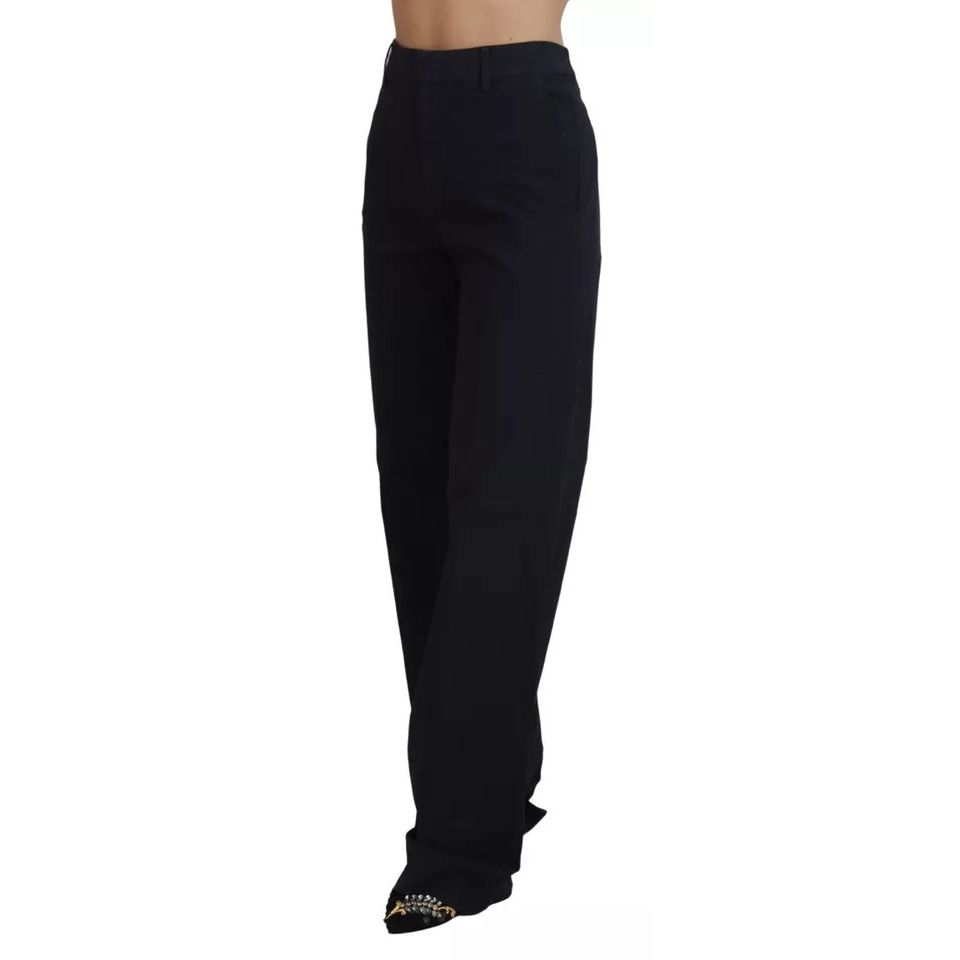 Dsquared² Black Checkered High Waist Straight Pants