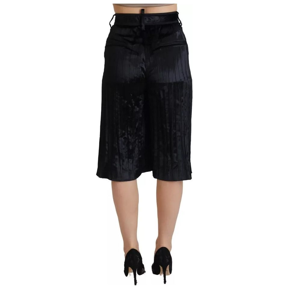 Dsquared² Black Pleated High Waist Wide Leg Cropped Pants Dsquared²